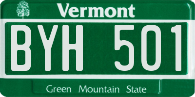 VT license plate BYH501