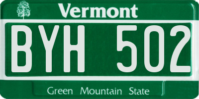 VT license plate BYH502