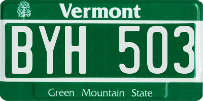 VT license plate BYH503