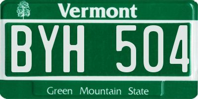 VT license plate BYH504