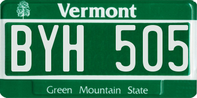 VT license plate BYH505