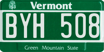 VT license plate BYH508