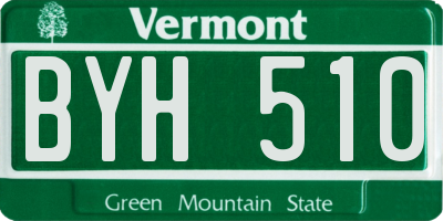 VT license plate BYH510