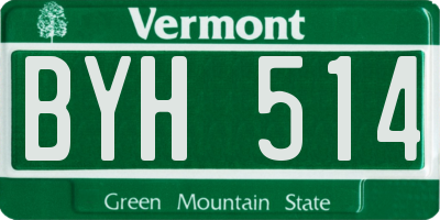 VT license plate BYH514