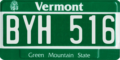 VT license plate BYH516