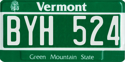 VT license plate BYH524