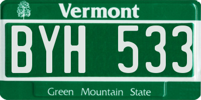VT license plate BYH533