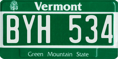 VT license plate BYH534