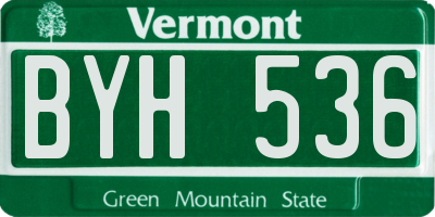 VT license plate BYH536