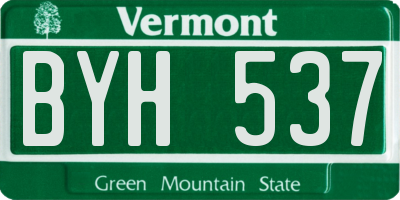 VT license plate BYH537