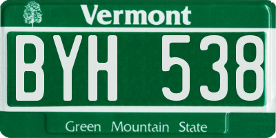 VT license plate BYH538