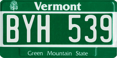 VT license plate BYH539