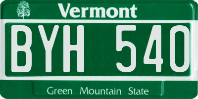 VT license plate BYH540