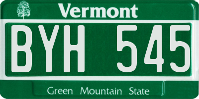 VT license plate BYH545