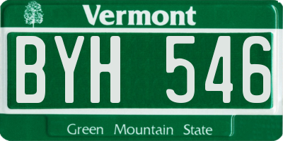 VT license plate BYH546