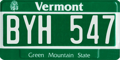 VT license plate BYH547