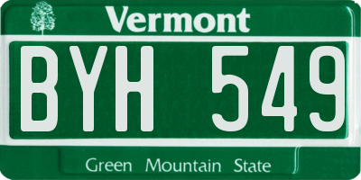 VT license plate BYH549