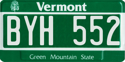 VT license plate BYH552