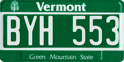 VT license plate BYH553