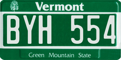 VT license plate BYH554