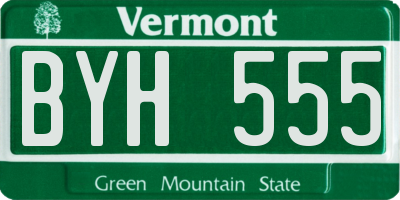 VT license plate BYH555