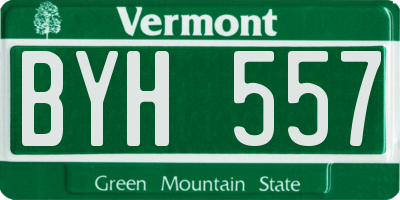 VT license plate BYH557