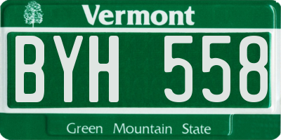 VT license plate BYH558