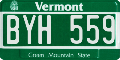 VT license plate BYH559