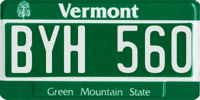 VT license plate BYH560