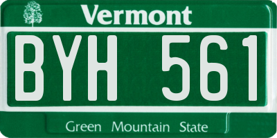 VT license plate BYH561