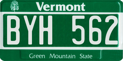 VT license plate BYH562