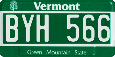 VT license plate BYH566