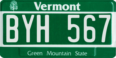 VT license plate BYH567