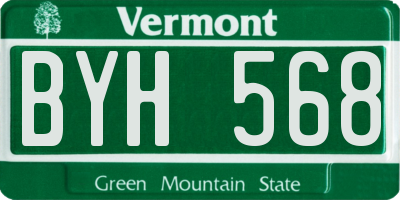 VT license plate BYH568