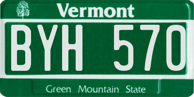 VT license plate BYH570