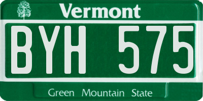 VT license plate BYH575