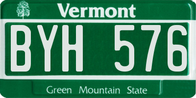 VT license plate BYH576