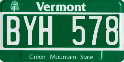 VT license plate BYH578