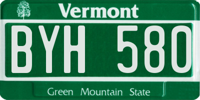 VT license plate BYH580