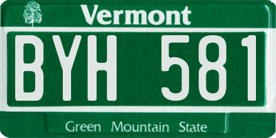 VT license plate BYH581