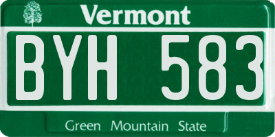 VT license plate BYH583