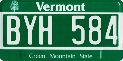 VT license plate BYH584