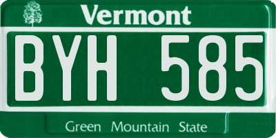 VT license plate BYH585