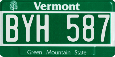 VT license plate BYH587