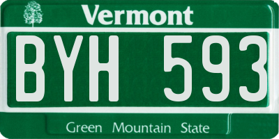 VT license plate BYH593