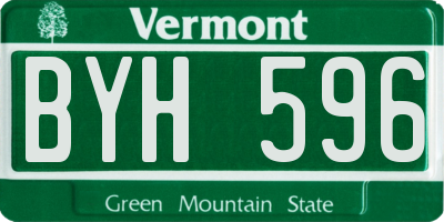 VT license plate BYH596