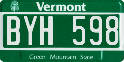 VT license plate BYH598