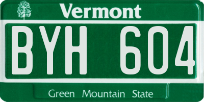 VT license plate BYH604