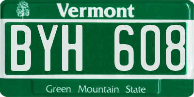 VT license plate BYH608