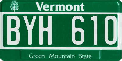 VT license plate BYH610